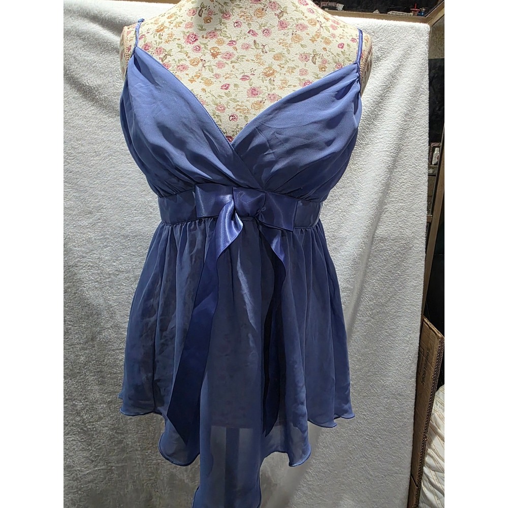Vintage Y2K Fredericks of Hollywood Blue Babydoll Set Fairy Whimsigoth Sexy Med
